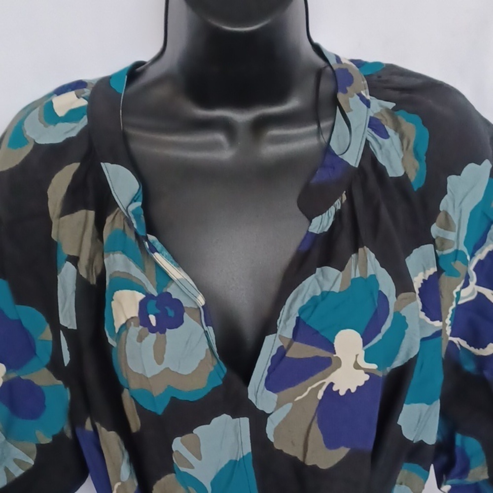 Ophelia Roe Mini Dress Puff Sleeve Elastic Waist Floral XL, 20" PTP, 36"L - Picture 2 of 8